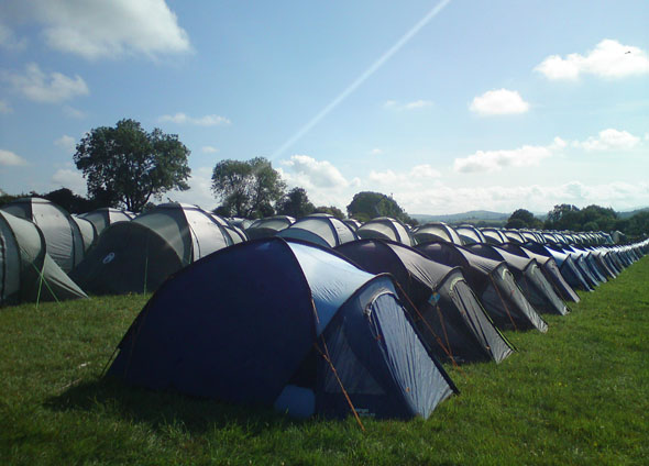 Tangerine Fields tents in the sun