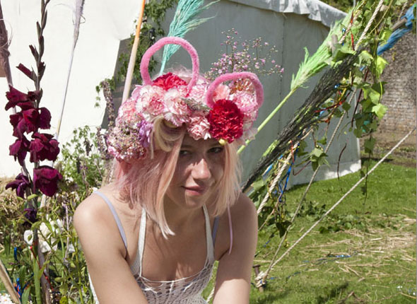 Flowery headgear in the Wardrobe Department